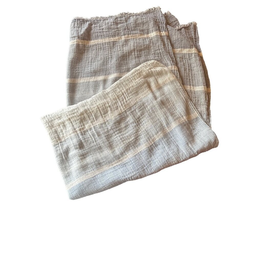 Ann Taylor Blue‎ Ombré Chambray Striped Cotton Scarf Wrap